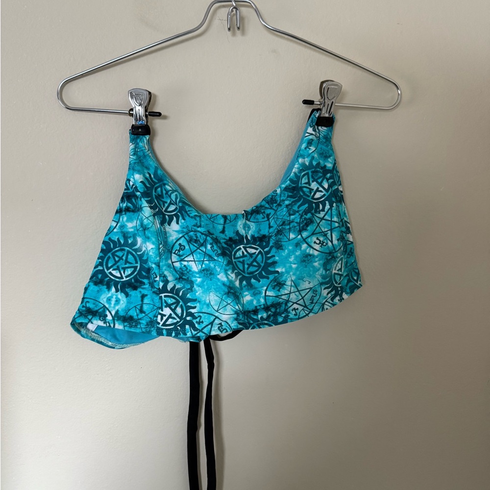 Hot Topic Teal and Black Bikini Top
